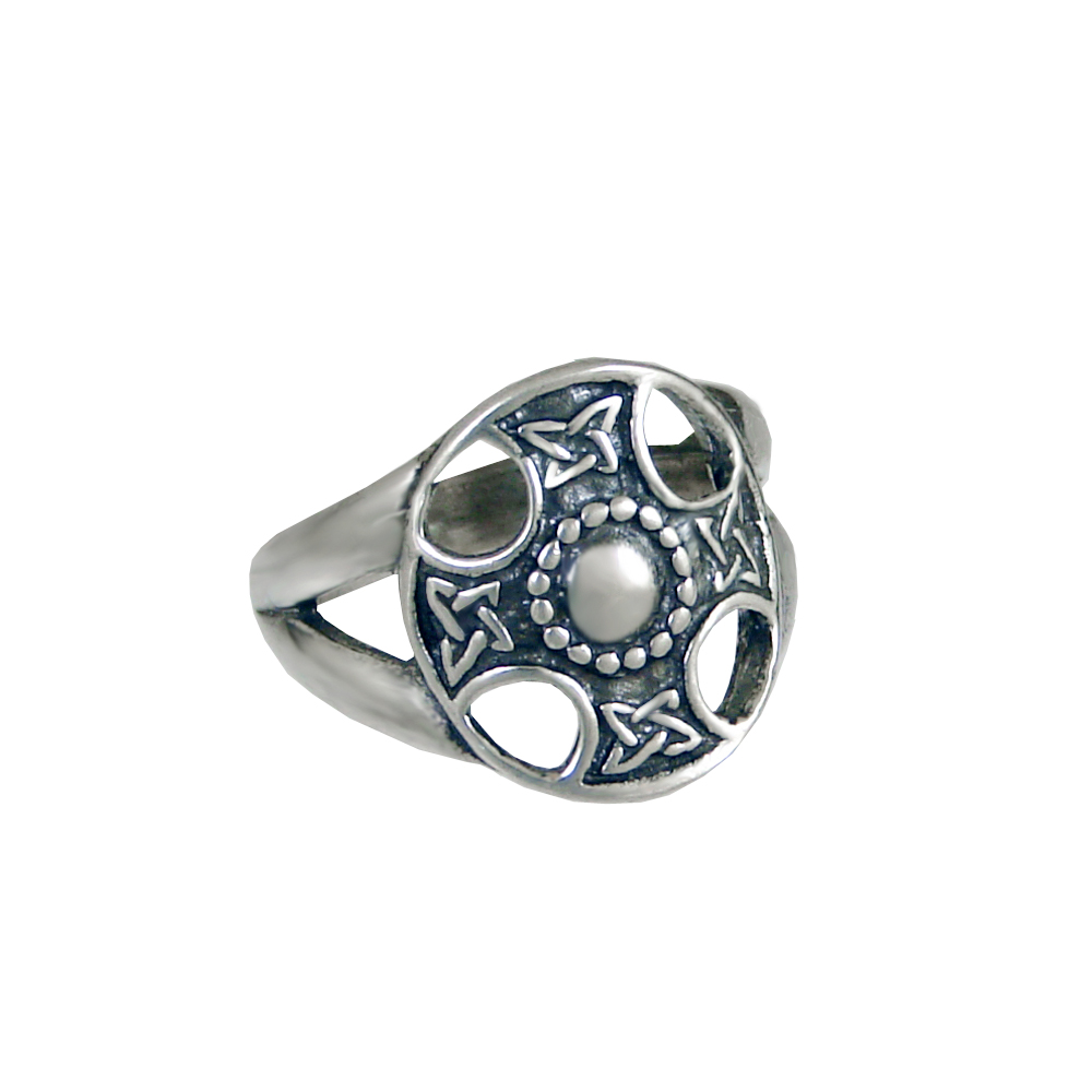 Sterling Silver Celtic Solar Cross Ring Size 10