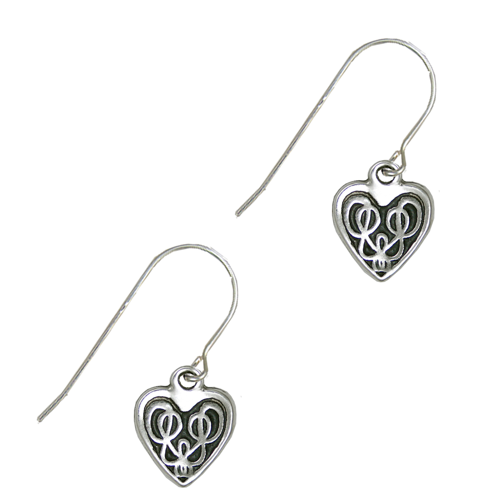 Sterling Silver Celtic Heart Drop Dangle Earrings Sterling Silver Celtic Heart Drop Dangle Earrings