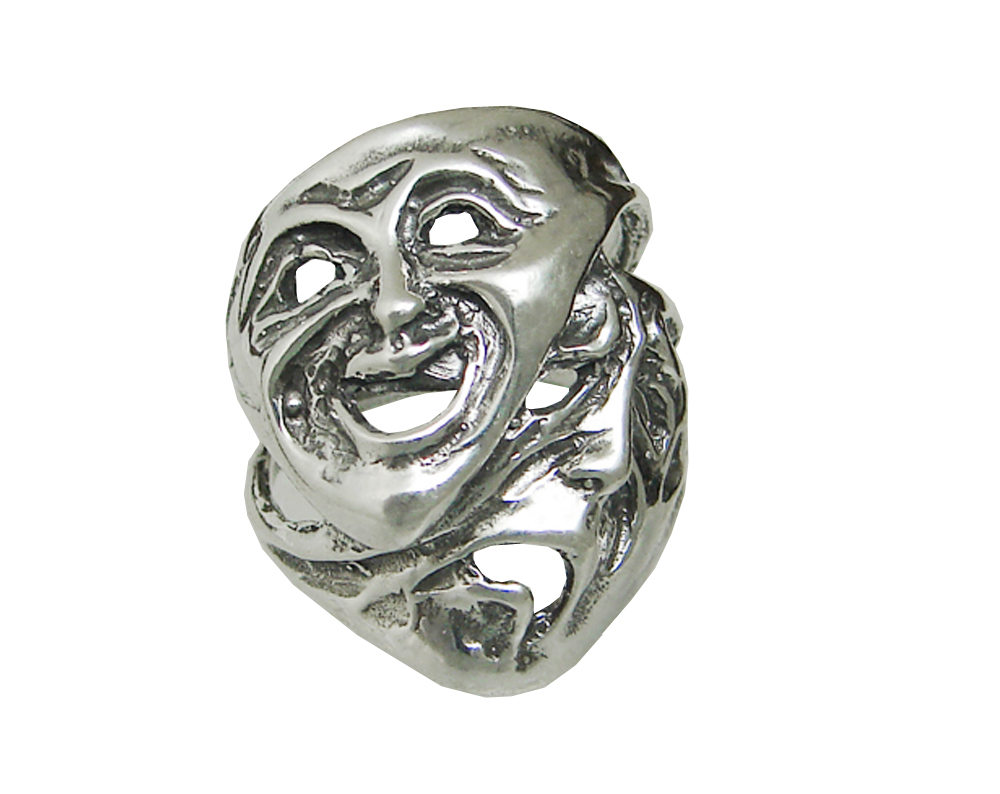 Sterling Silver Unusual Comedy And Tragedy Ring Size 6 Sterling Silver Unusual Comedy And Tragedy Ring Size 6